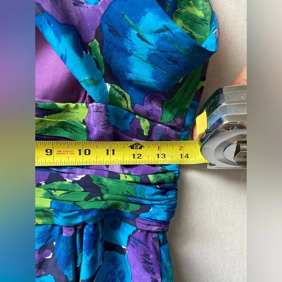 Diane Gilman 100%  Silk floral dress Sz 4 - Picture 10 of 12